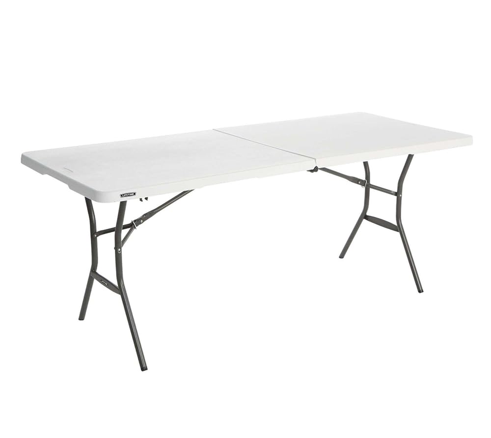 6 Feet White Granite Folding Table U3074