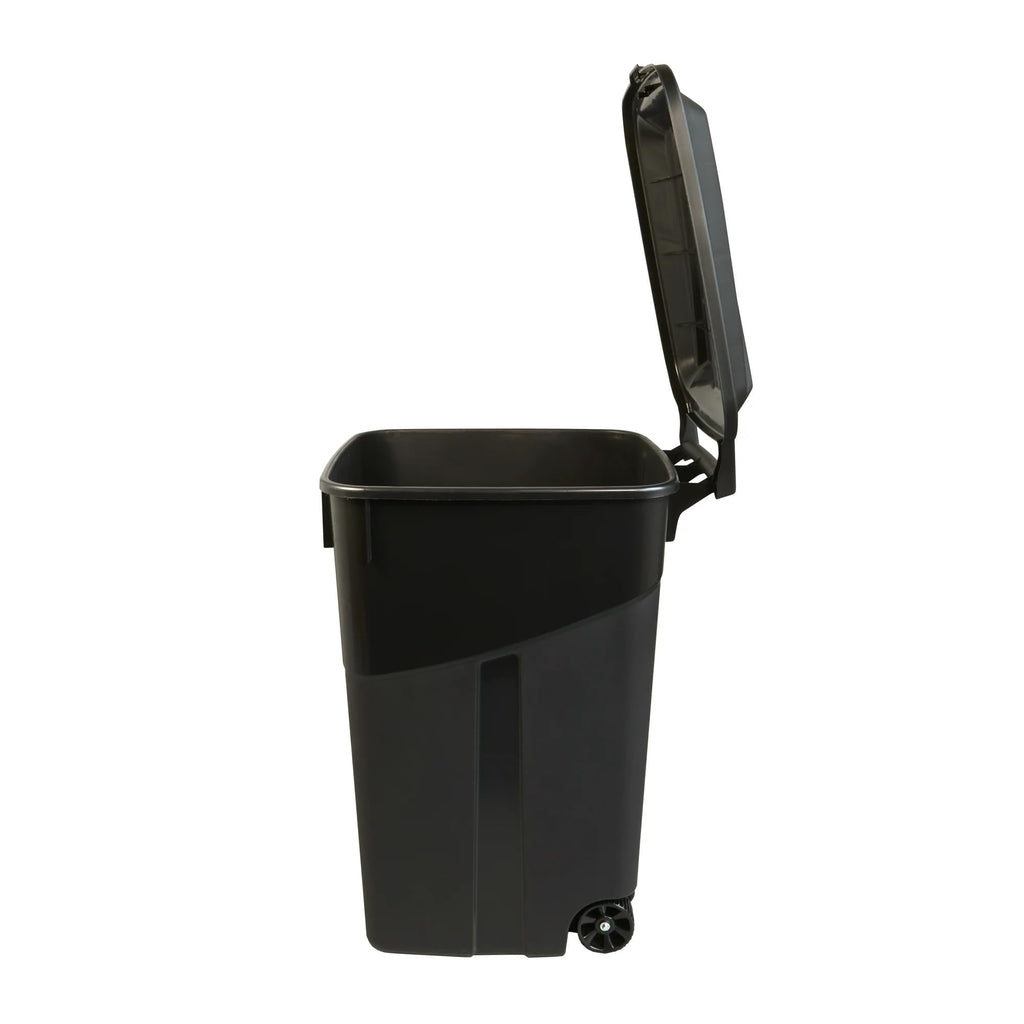 Black 45 Gallon Wheeled Plastic Garbage Can with Lid D60245