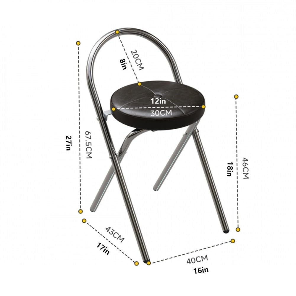 Folding Cushioned Stool with Backrest M434147