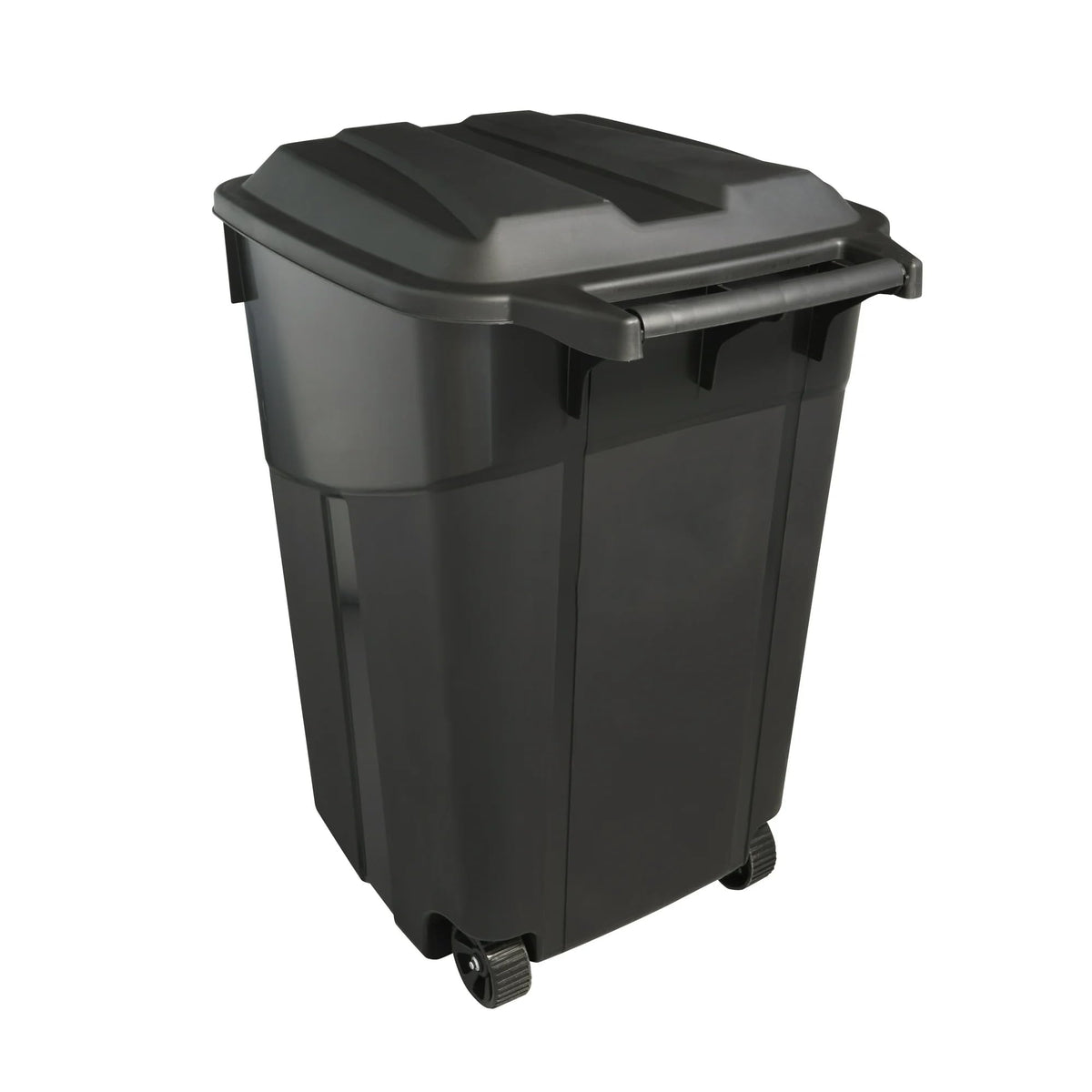 Black 45 Gallon Wheeled Plastic Garbage Can with Lid D60245