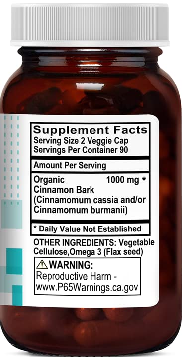 Organic Cinnamon 1000 mg 180 Vegetable Capsules Q28855