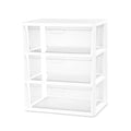 White 3-Drawer Plastic Storage Tower with Clear Bins V30914