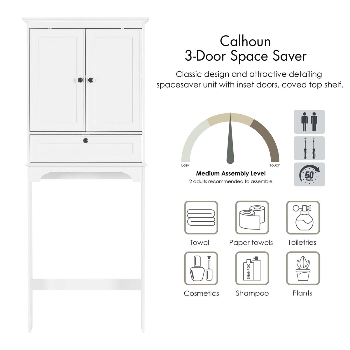 White Over the Toilet Storage Cabinet I890