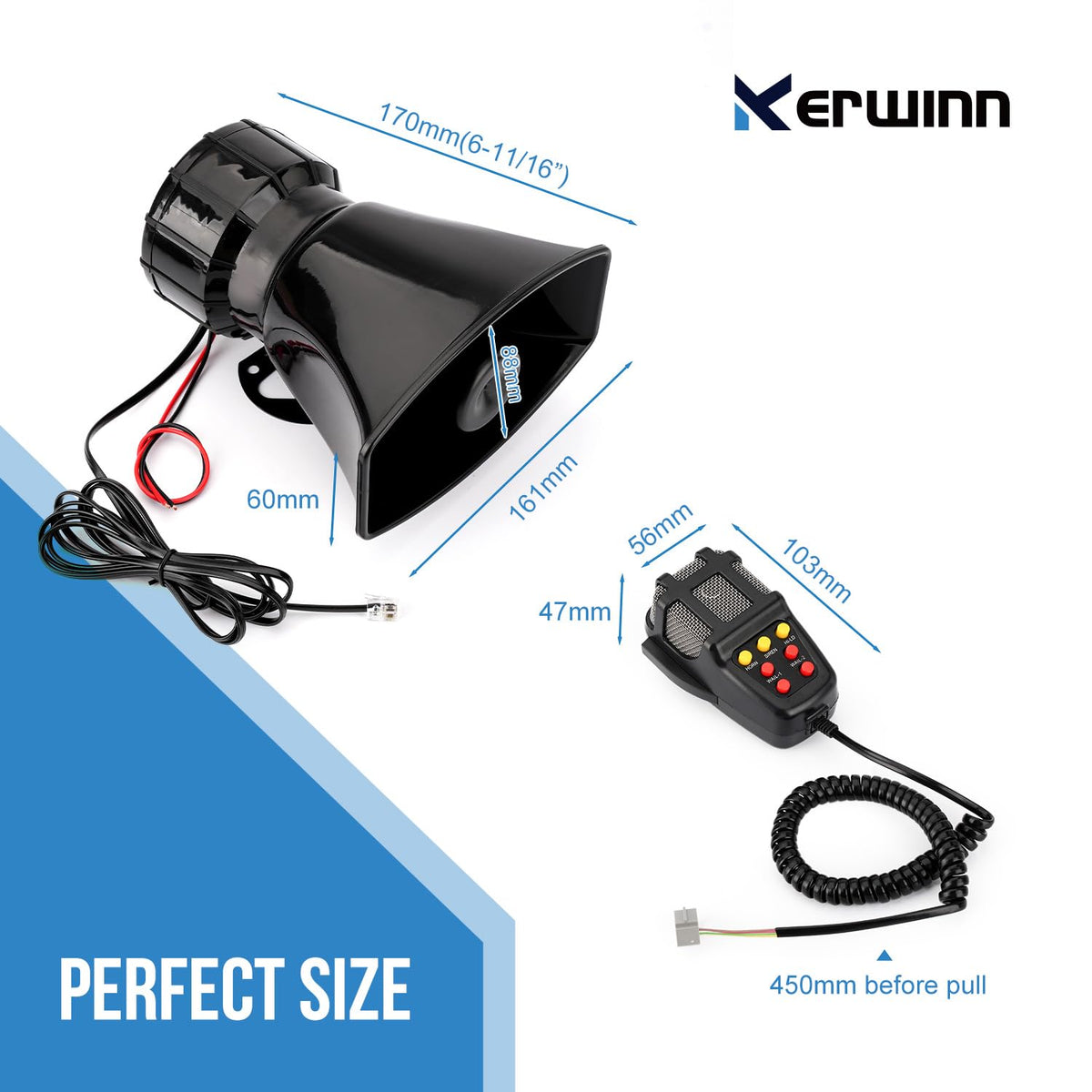 7 Tone 12V 100W Car Siren Horn with Microphone J1224