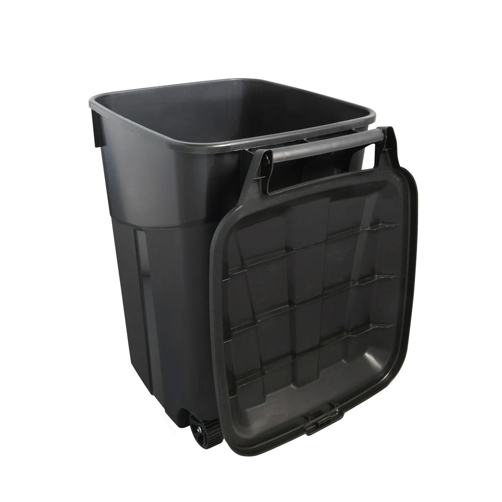 Black 45 Gallon Wheeled Plastic Garbage Can with Lid D60245