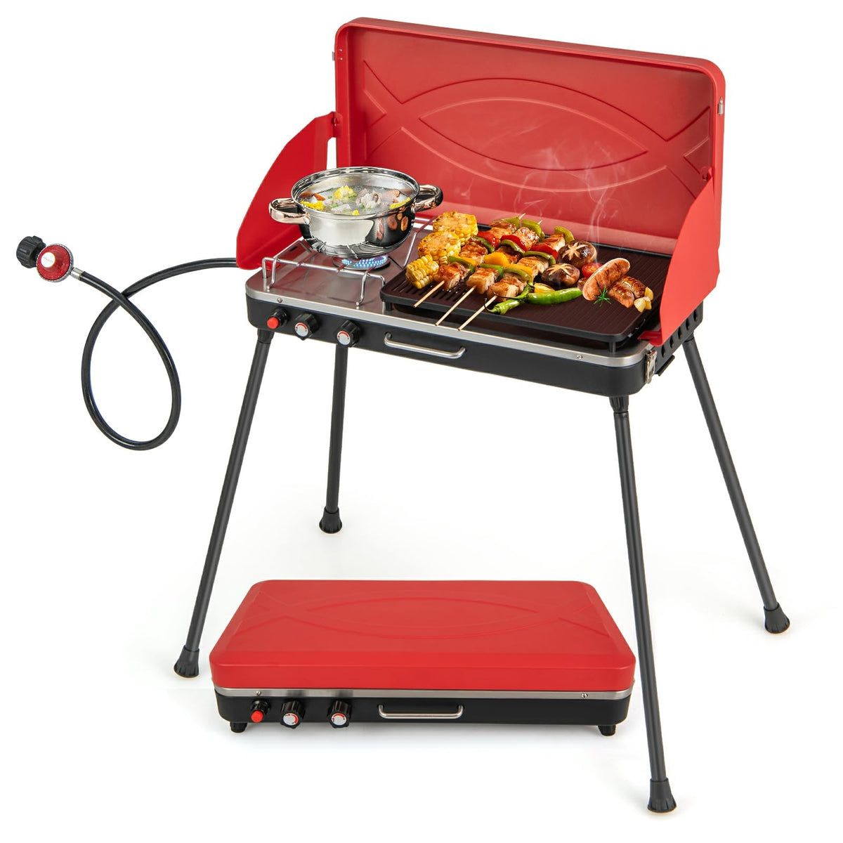 2-Burner Propane Camping Stove with Detachable Legs F446402