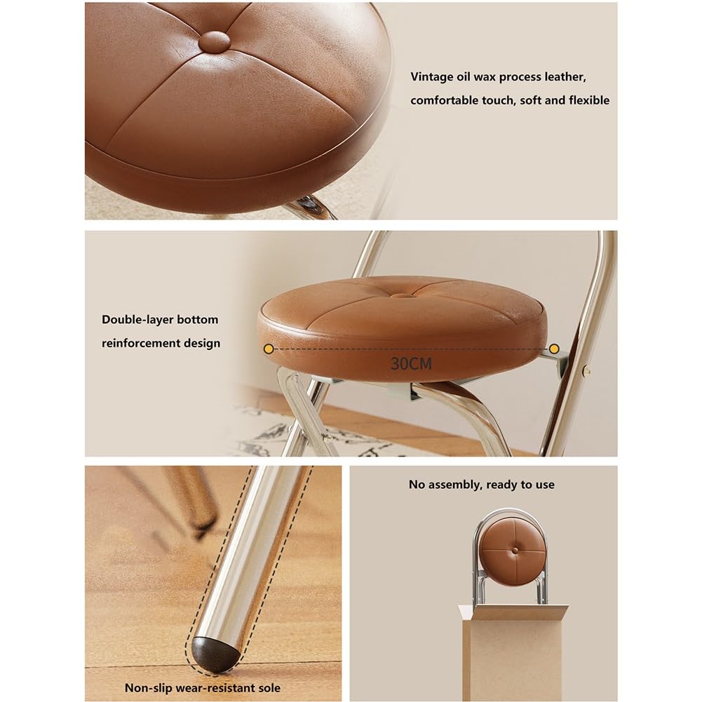 Folding Cushioned Stool with Backrest M434147