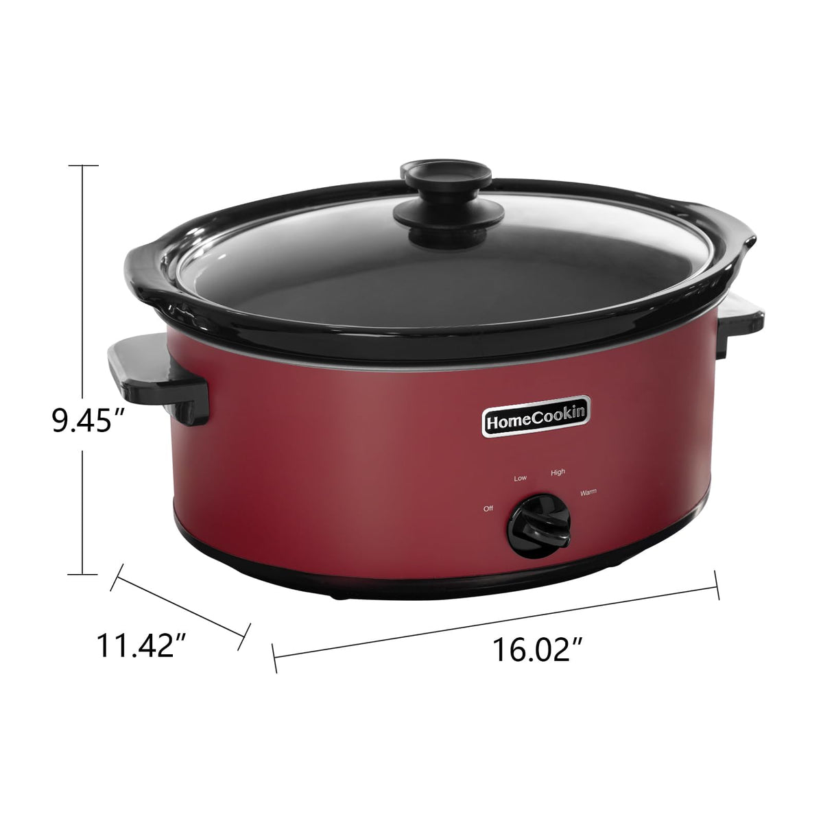 7 Quart Oval Manual Slow Cooker with 3 Cooking Settings A8236