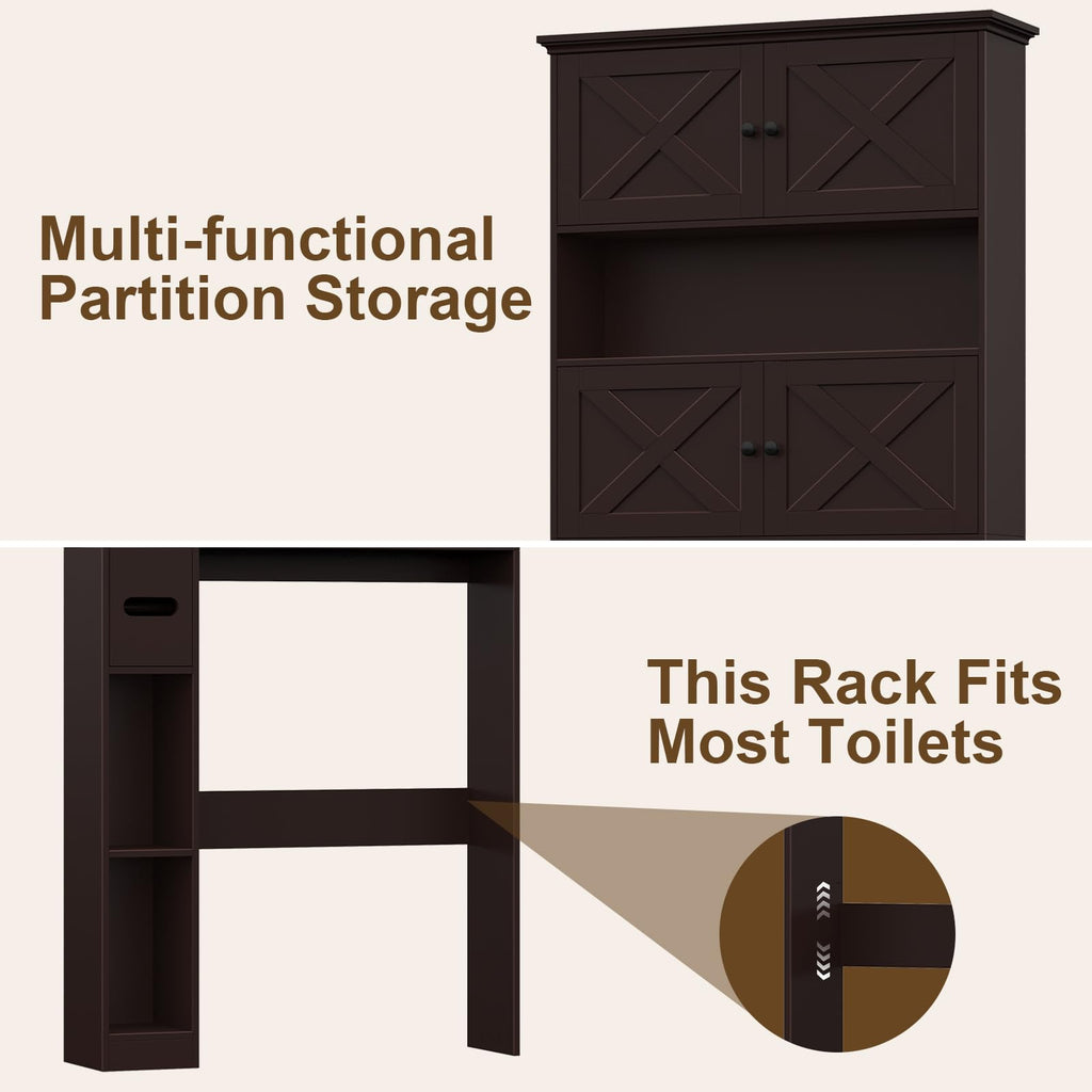 Over The Toilet Storage Cabinet with Doors & Paper Holder X483