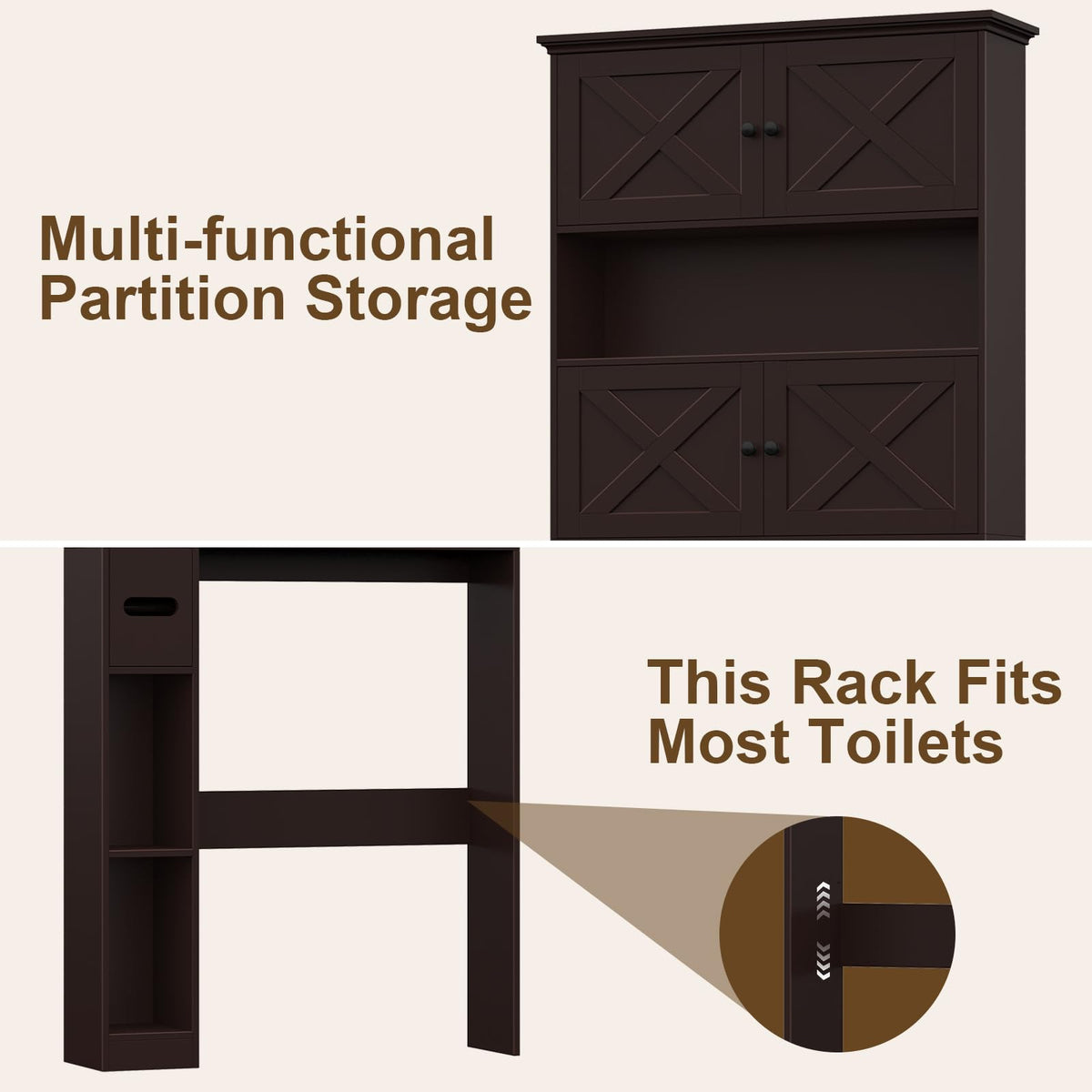 Over The Toilet Storage Cabinet with Doors & Paper Holder X483