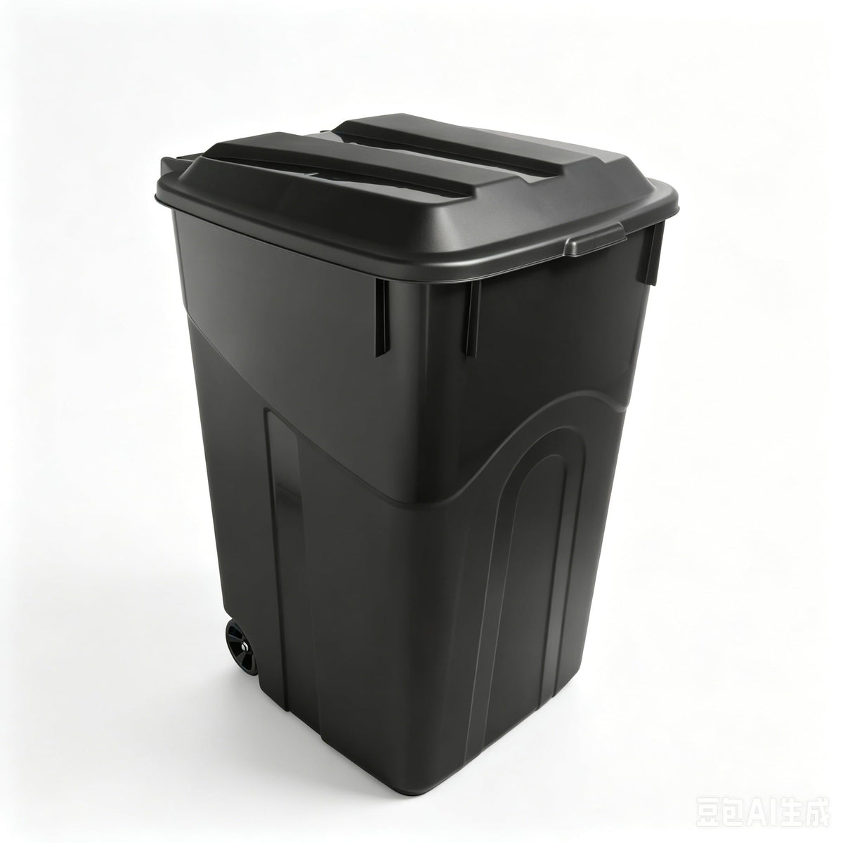 Black 45 Gallon Wheeled Plastic Garbage Can with Lid D60245