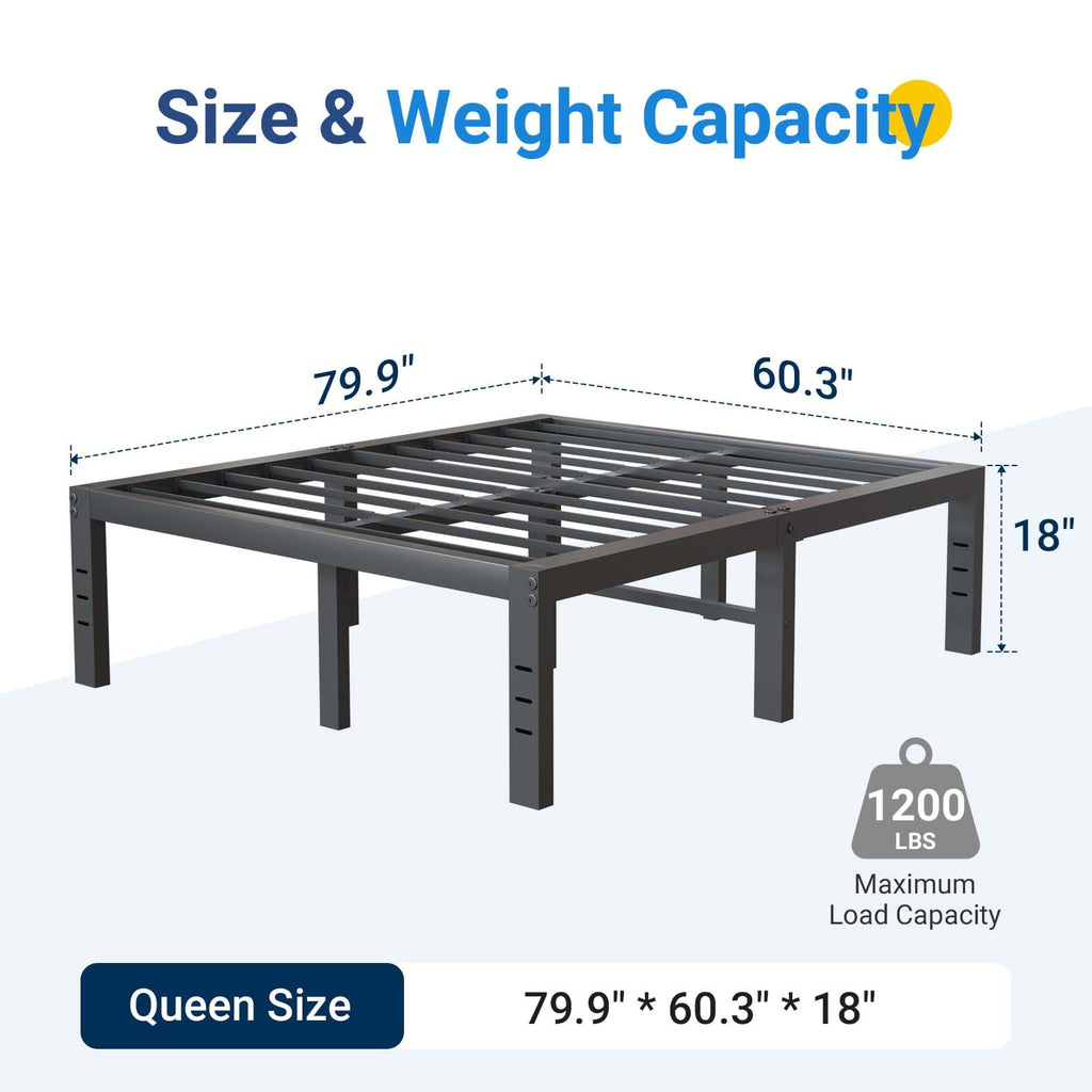 Queen Size 18 Inch Metal Platform Bed Frame Q203