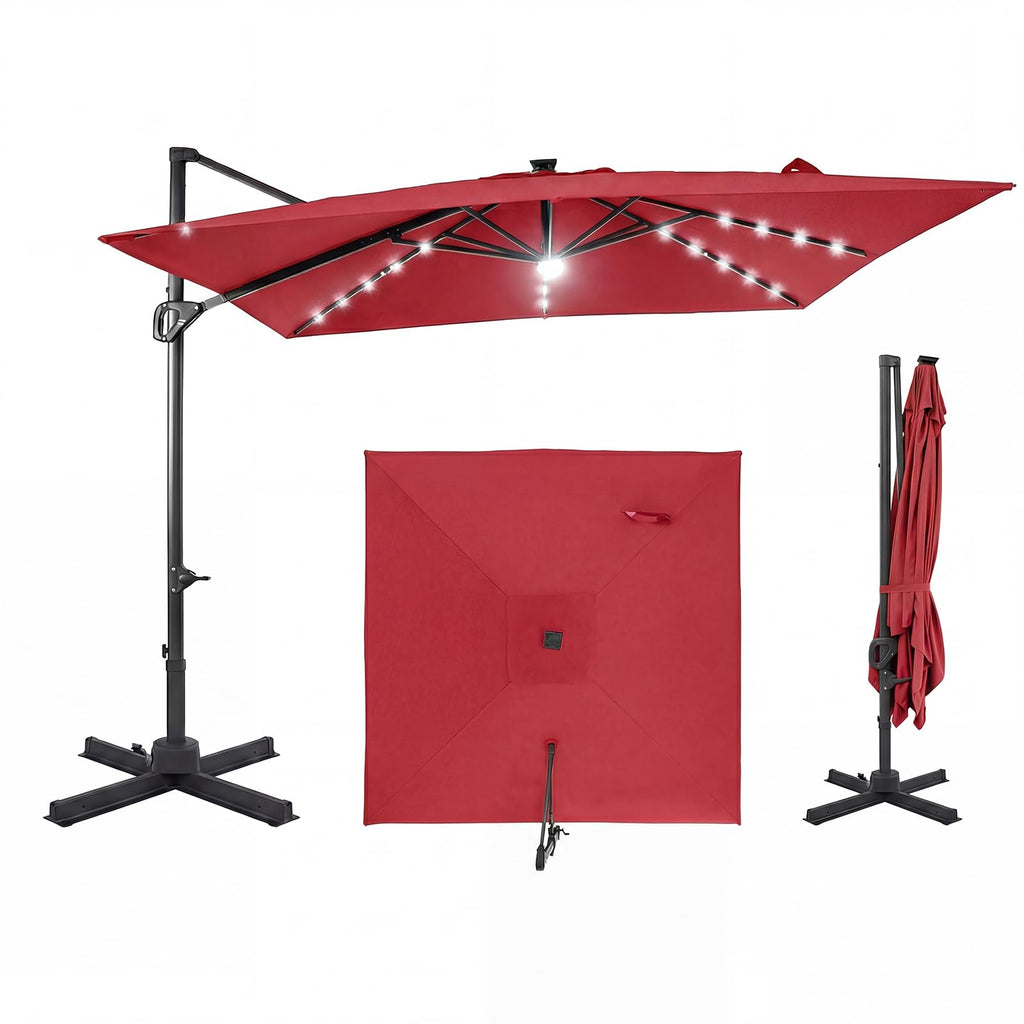 10ft Solar LED Patio Umbrella with Aluminum Pole R312973