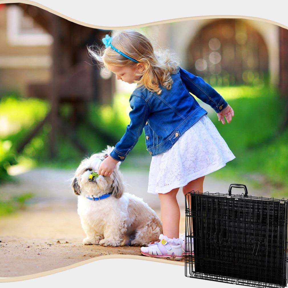 Folding Metal Dog Crate with Divider and Handle A23678