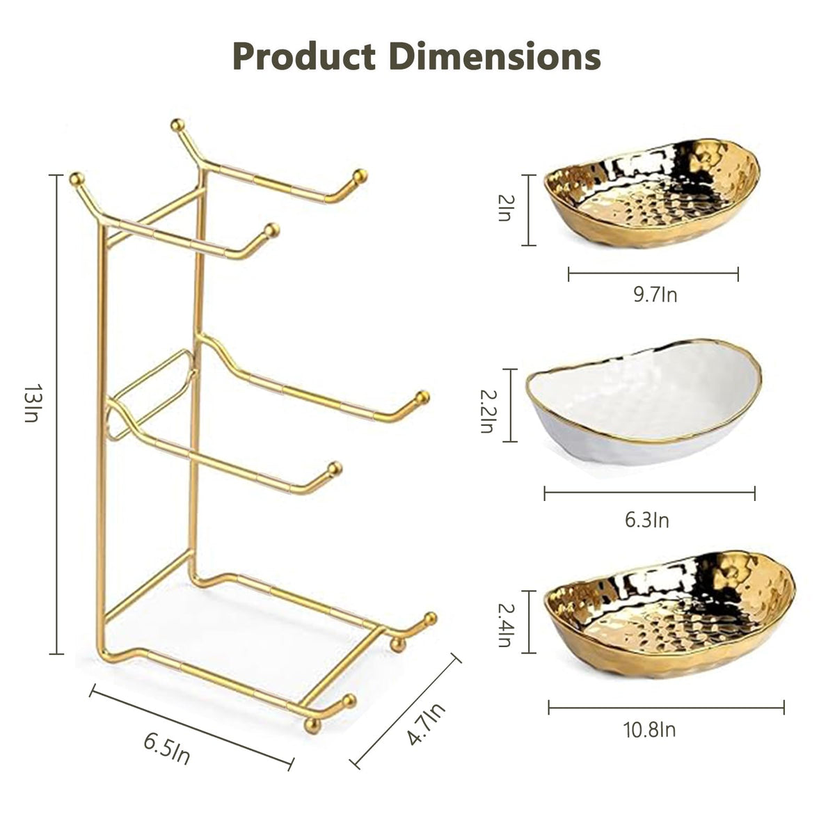 3 Tier Ceramic Fruit Bowl with Metal Stand B971005