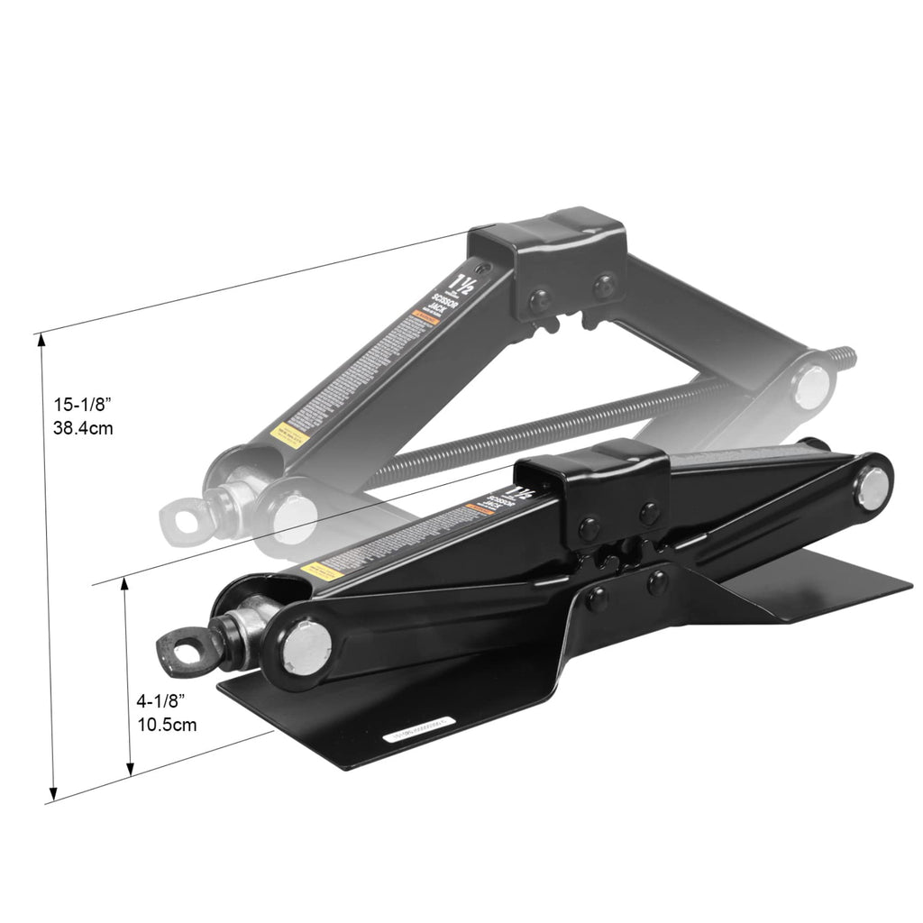 Steel Scissor Lift Jack Car Kit, 1.5 Ton Capacity, Black K484797