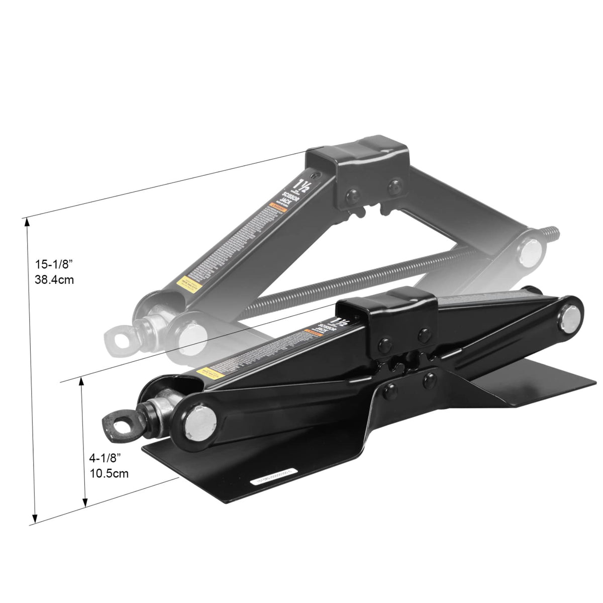 Steel Scissor Lift Jack Car Kit, 1.5 Ton Capacity, Black K484797