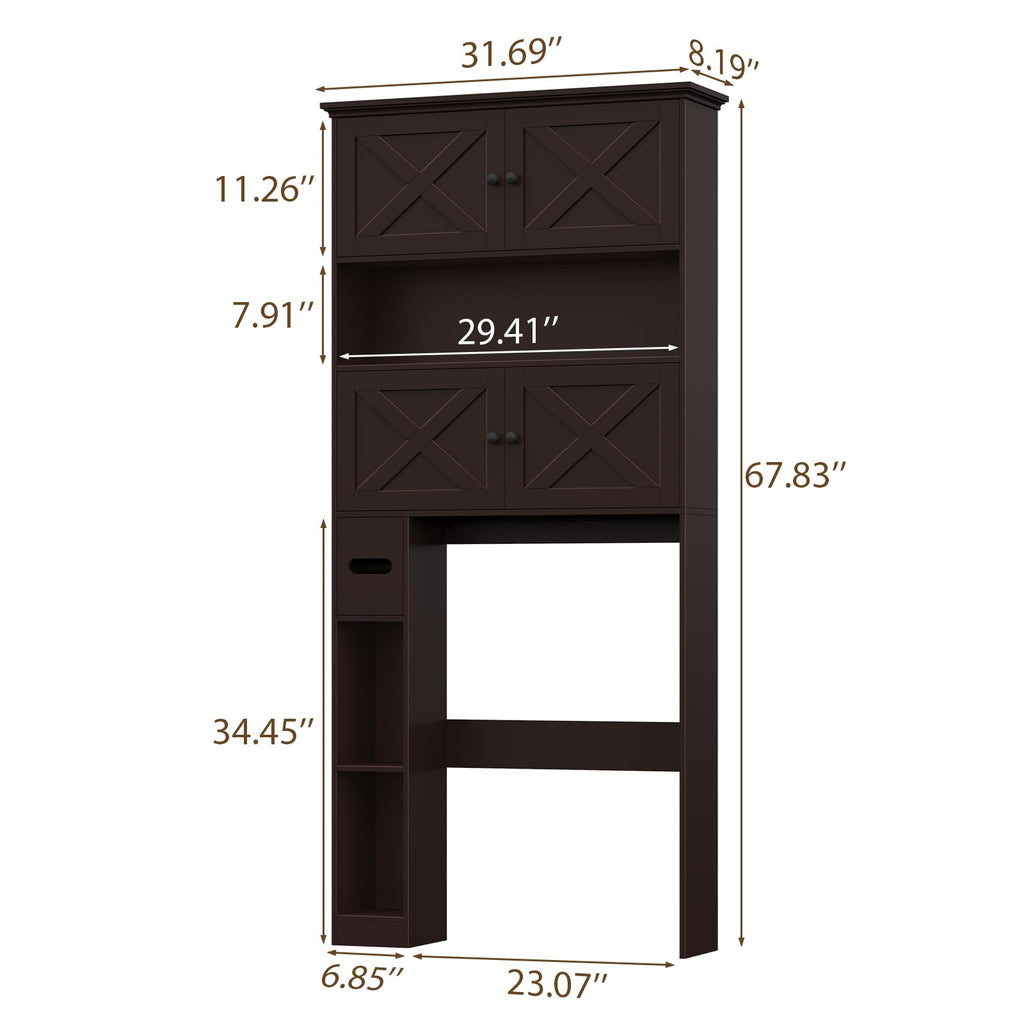 Over The Toilet Storage Cabinet with Doors & Paper Holder X483