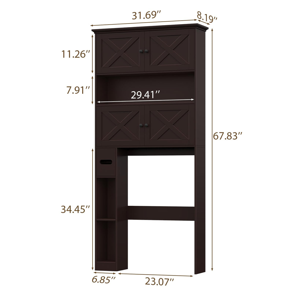 Over The Toilet Storage Cabinet with Doors & Paper Holder X483
