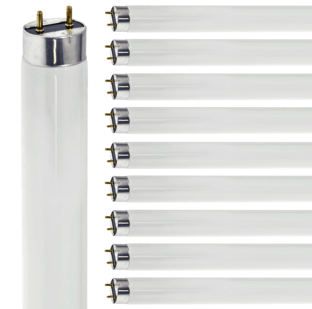 24 Inch T8 Fluorescent Tube Light Bulb 17W 3500K Neutral White G13 Bi-Pin Base 2 Foot Linear Lamp Pack of 10 S147619