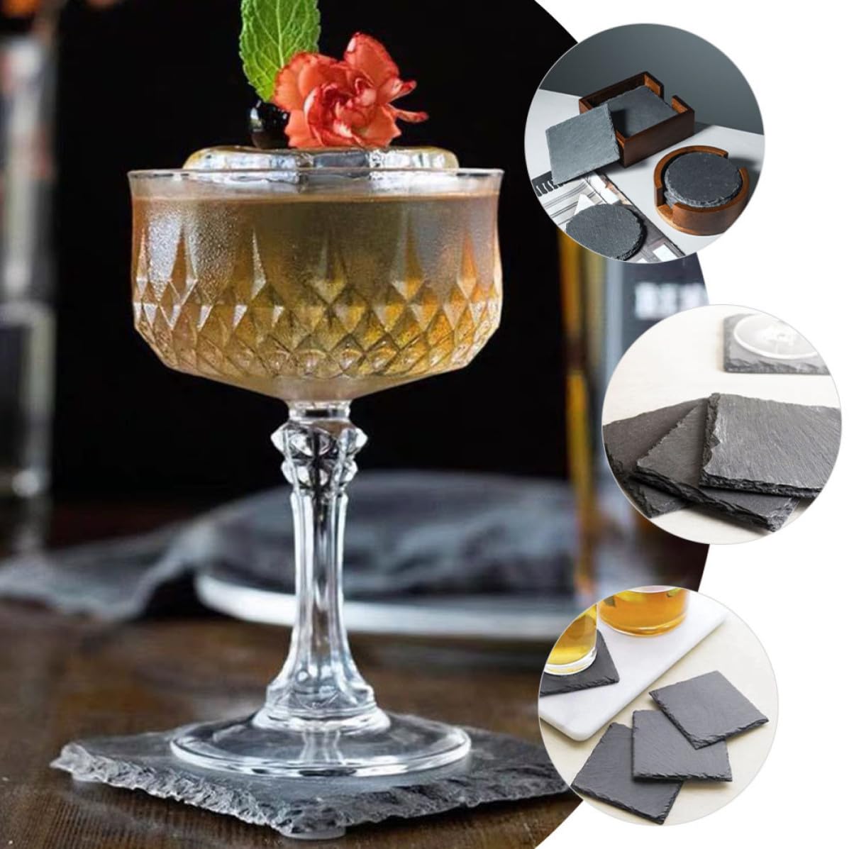 Natural Stone Drink Coasters Set X89132