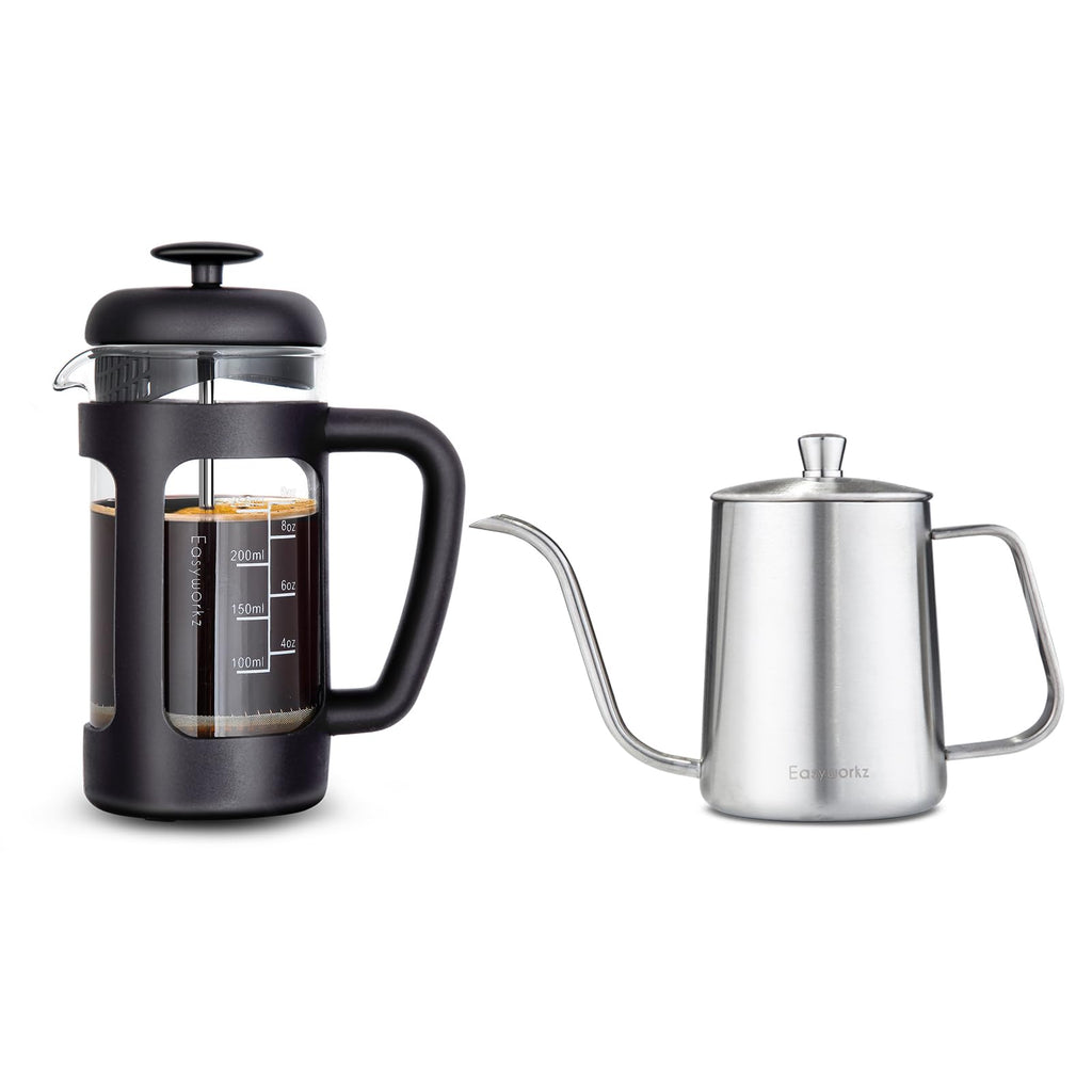 12 oz Stainless Steel French Press and Gooseneck Pour Over Kettle M84435