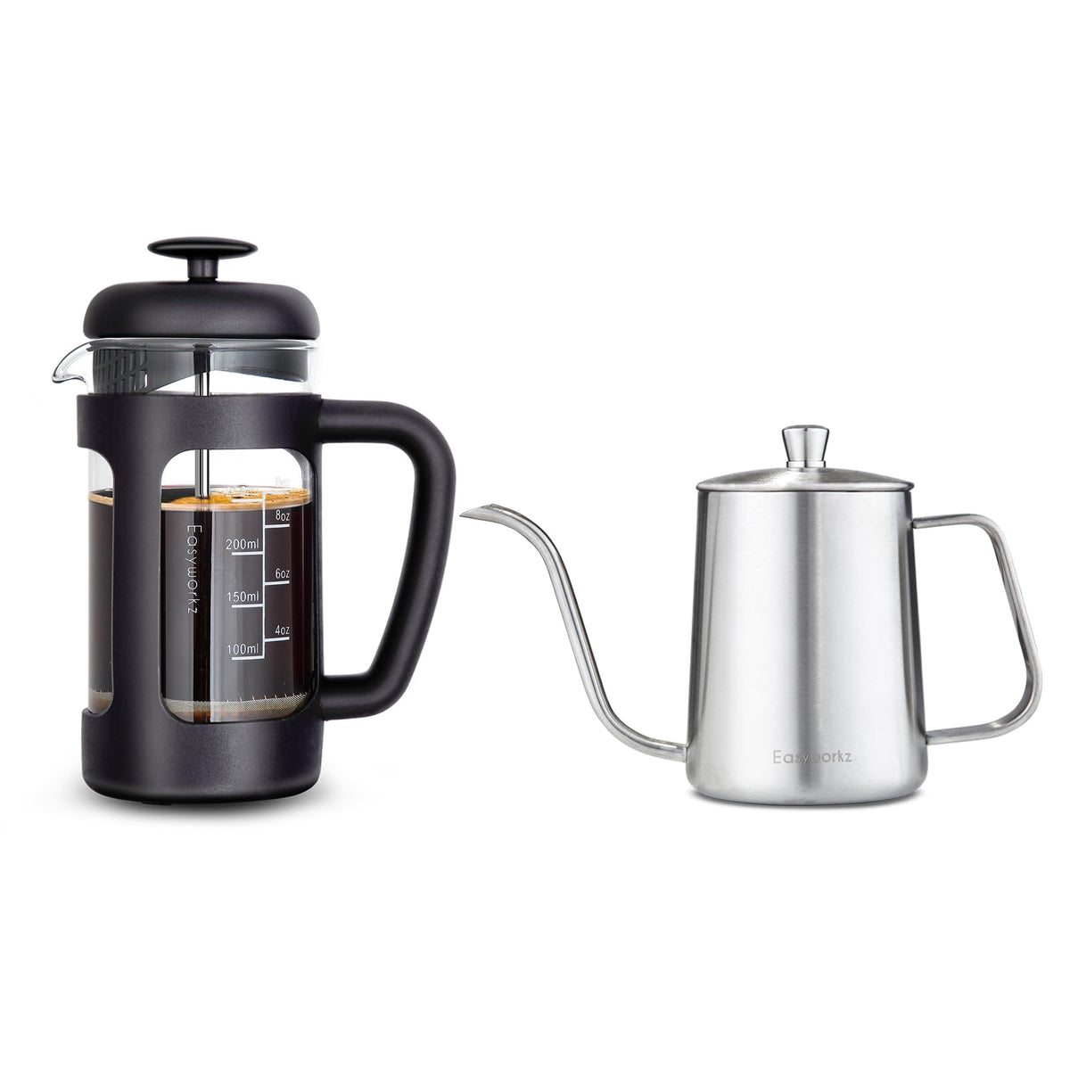 12 oz Stainless Steel French Press and Gooseneck Pour Over Kettle M84435
