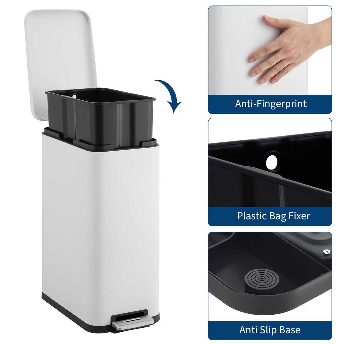 13.2 gal Step Kitchen Trash Can H989