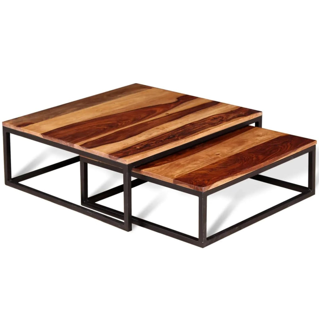 Two Piece Nesting Coffee Table Solid Sheesham Wood S301
