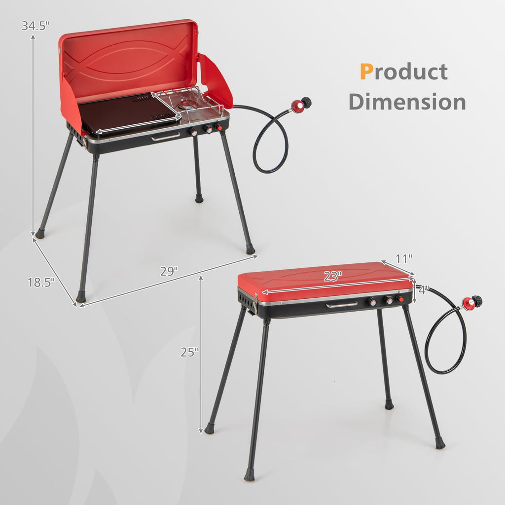 2-Burner Propane Camping Stove with Detachable Legs F446402