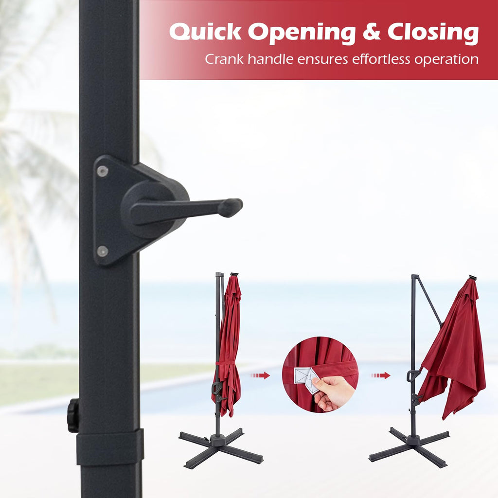10ft Solar LED Patio Umbrella with Aluminum Pole R312973