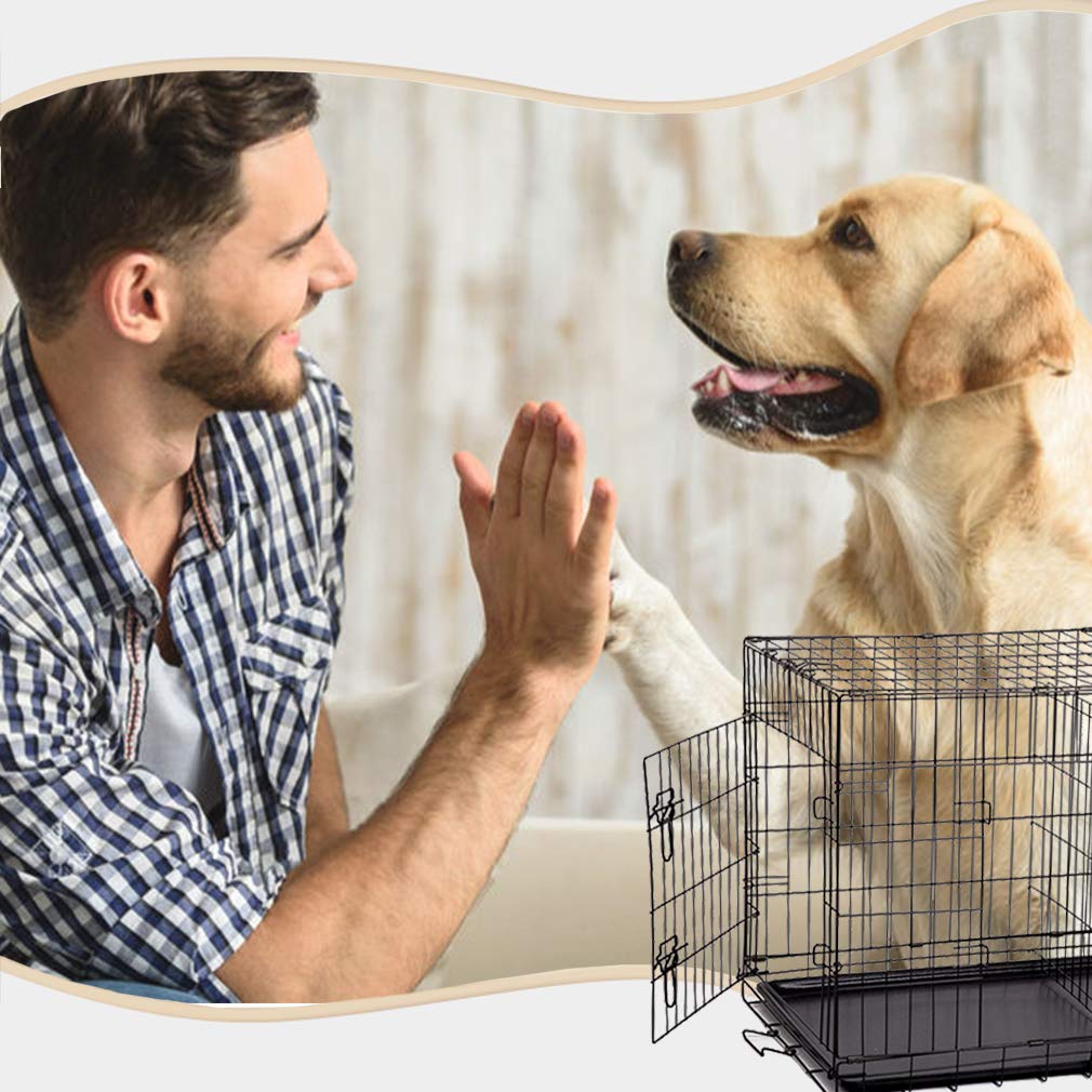 Folding Metal Dog Crate with Divider and Handle A23678