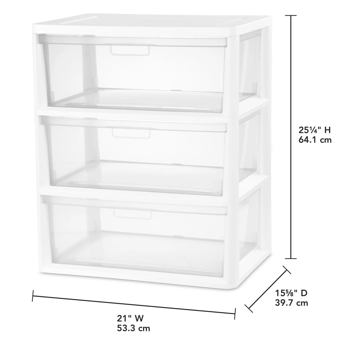 White 3-Drawer Plastic Storage Tower with Clear Bins V30914