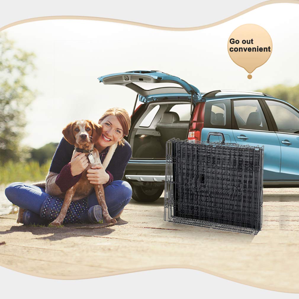 Folding Metal Dog Crate with Divider and Handle A23678