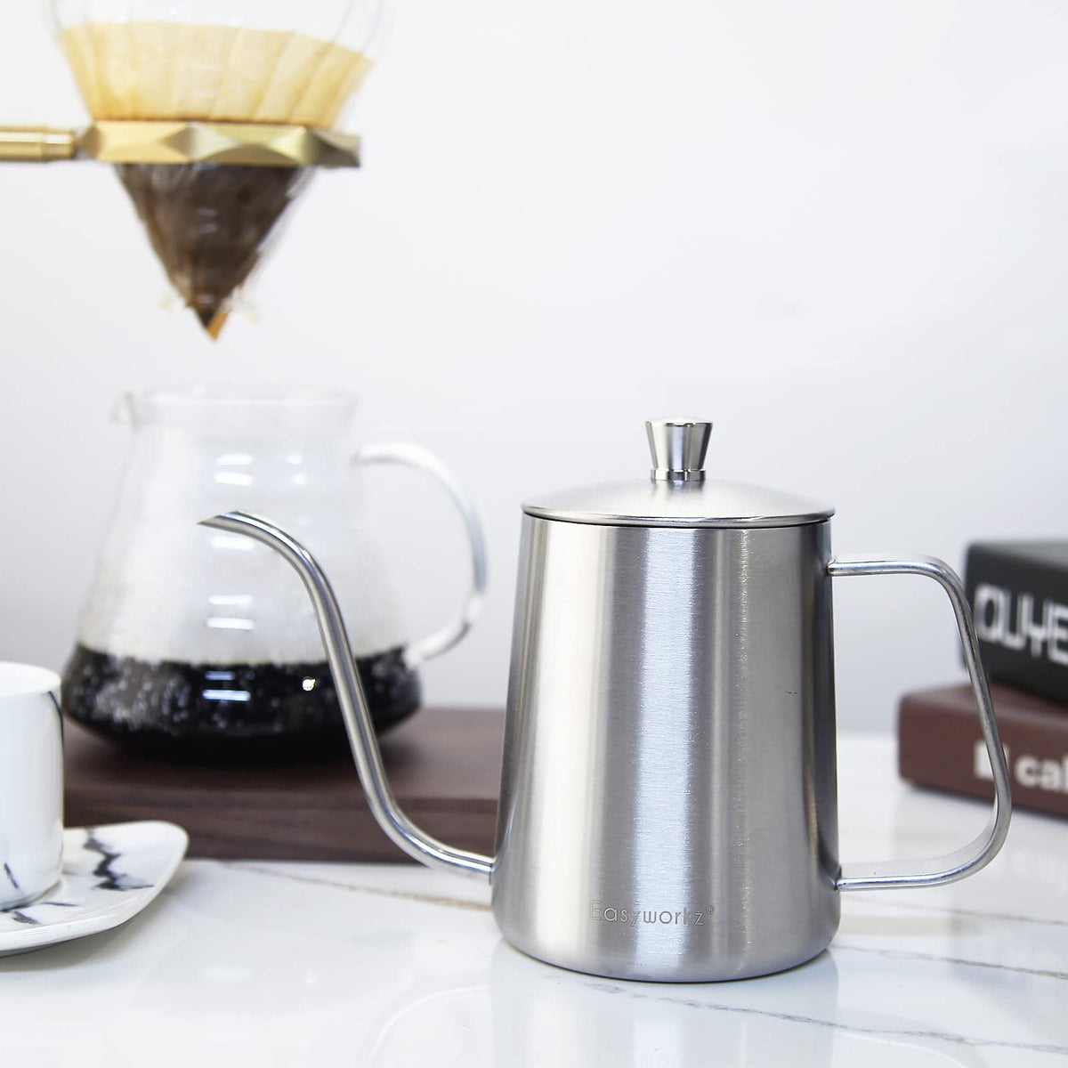 12 oz Stainless Steel French Press and Gooseneck Pour Over Kettle M84435