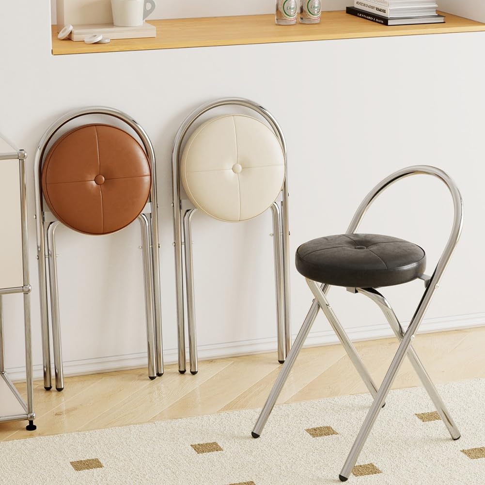 Folding Cushioned Stool with Backrest M434147