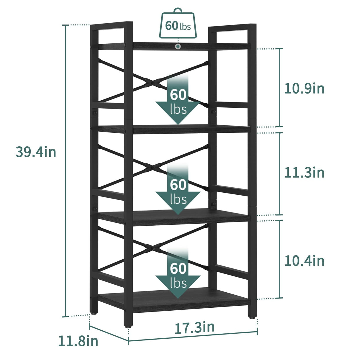 4 Tier Metal Wood Bookshelf I9366