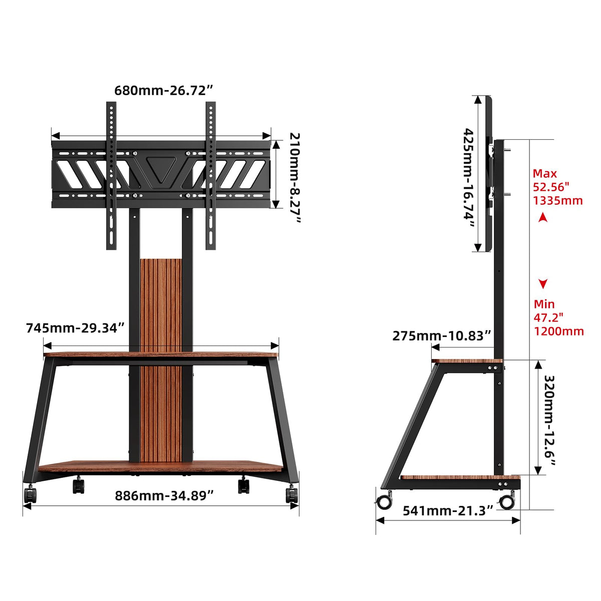 Heavy Duty Mobile TV Stand with Wheels Y188402