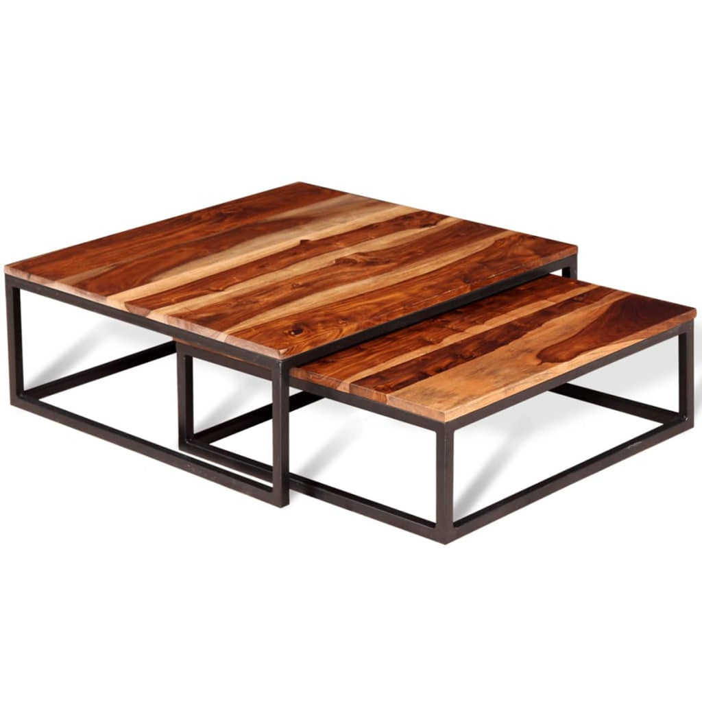 Two Piece Nesting Coffee Table Solid Sheesham Wood S301