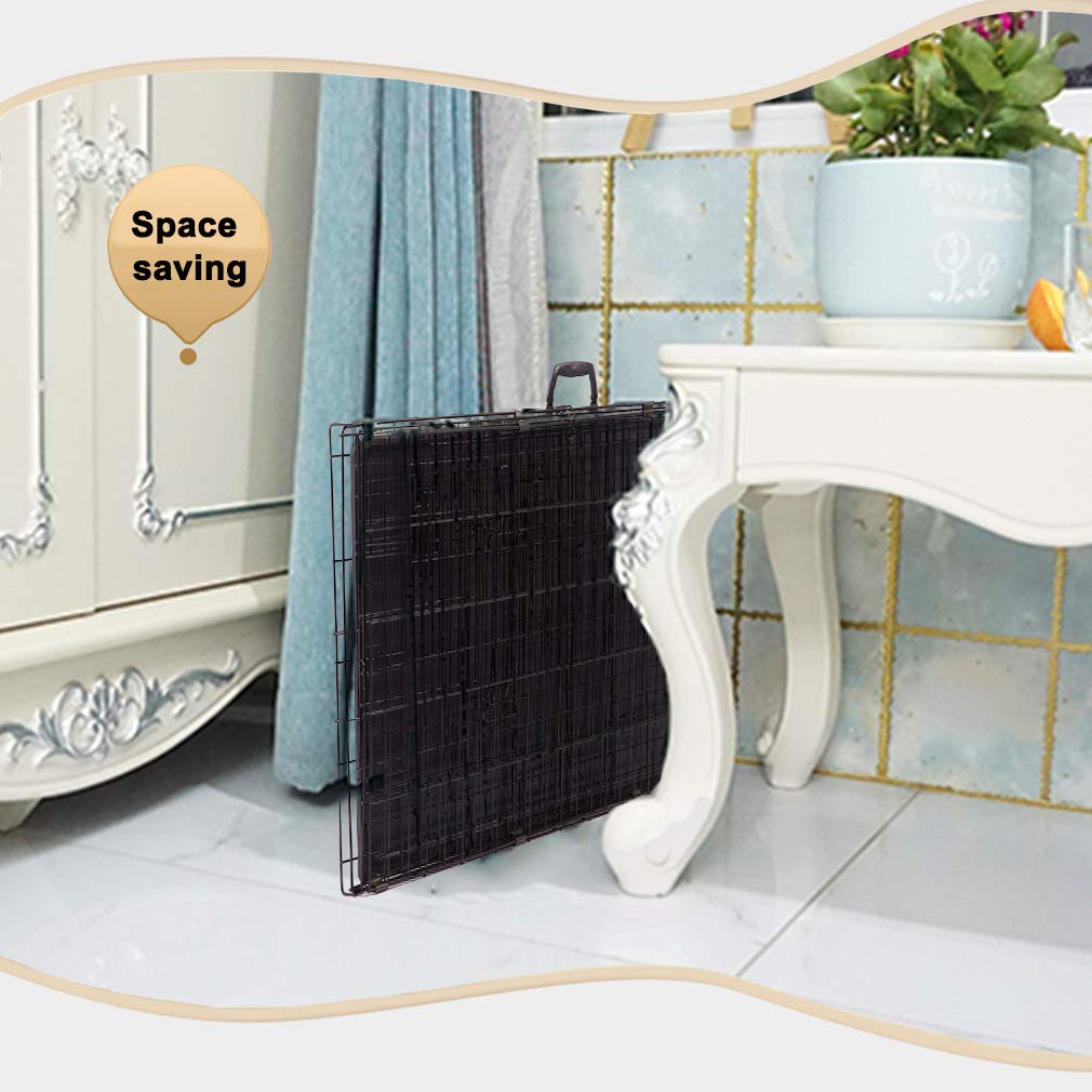 Folding Metal Dog Crate with Divider and Handle A23678
