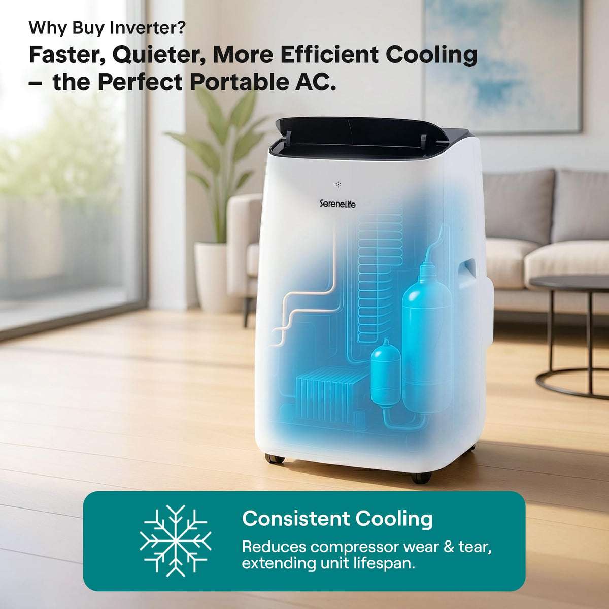 12000 BTU Inverter Portable Air Conditioner & Heater with Wi-Fi N17679