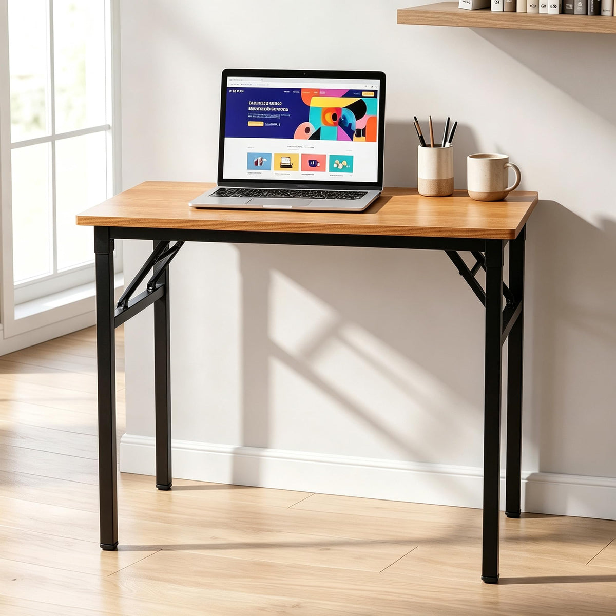 Small Folding Computer Desk 31.5x15.7 Inch Teak P333049
