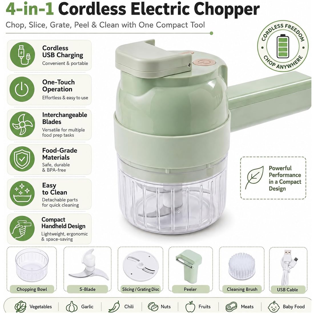 4 in 1 Handheld Electric Vegetable Chopper B6621