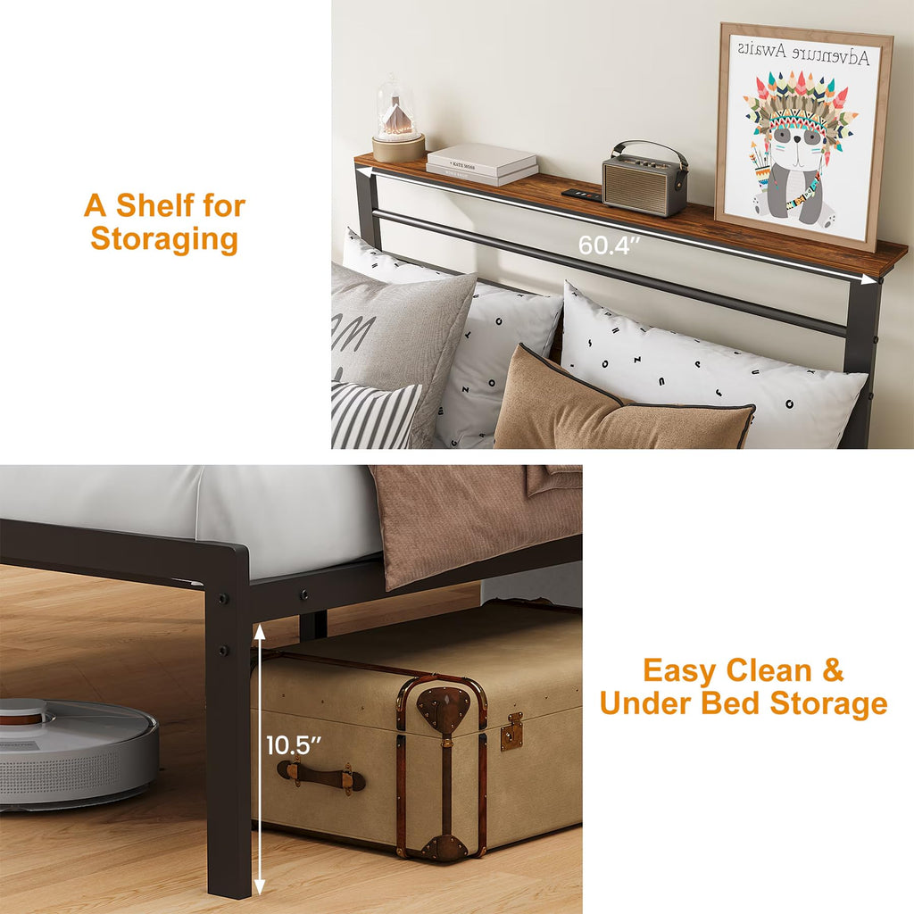 Black Twin Bed Frame with Headboard G16956