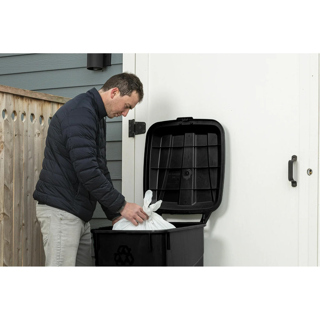Black 45 Gallon Wheeled Plastic Garbage Can with Lid D60245