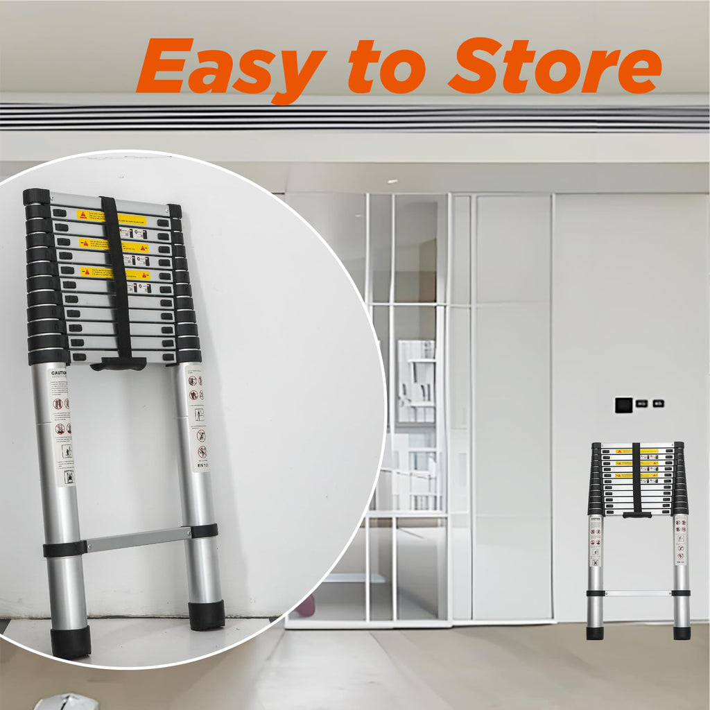 12.5FT Aluminum Telescoping Ladder 300 lbs J718