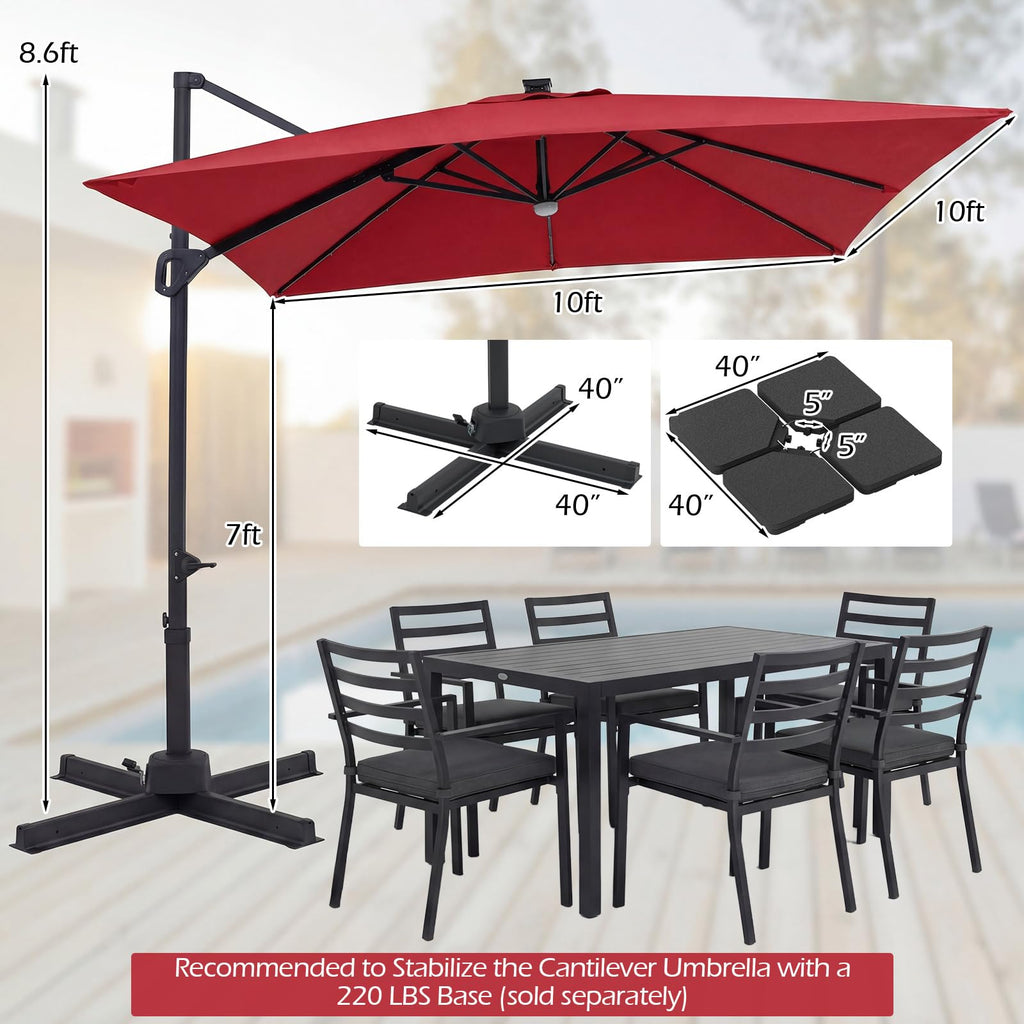 10ft Solar LED Patio Umbrella with Aluminum Pole R312973