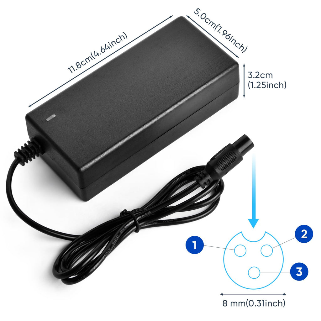 42V 2A Battery Charger 3 Prong Inline Connector U27748