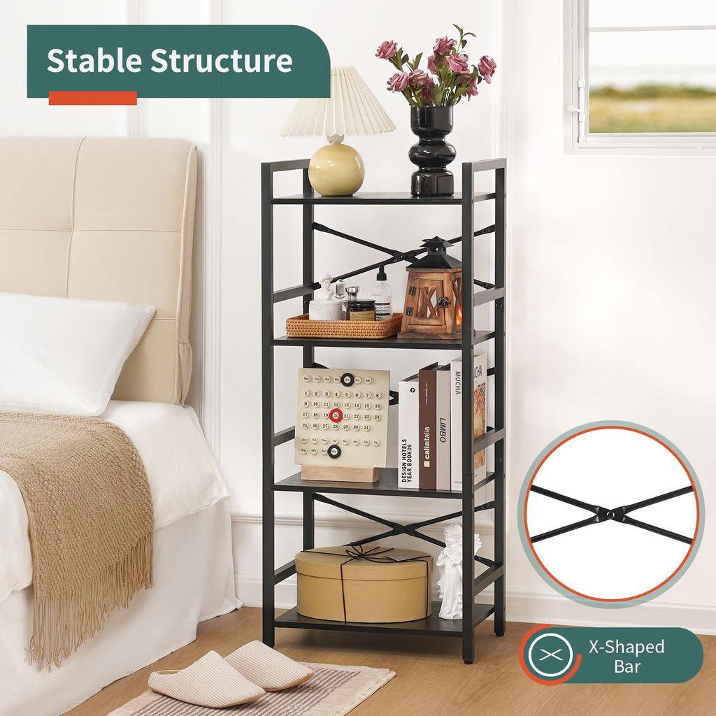 4 Tier Metal Wood Bookshelf I9366