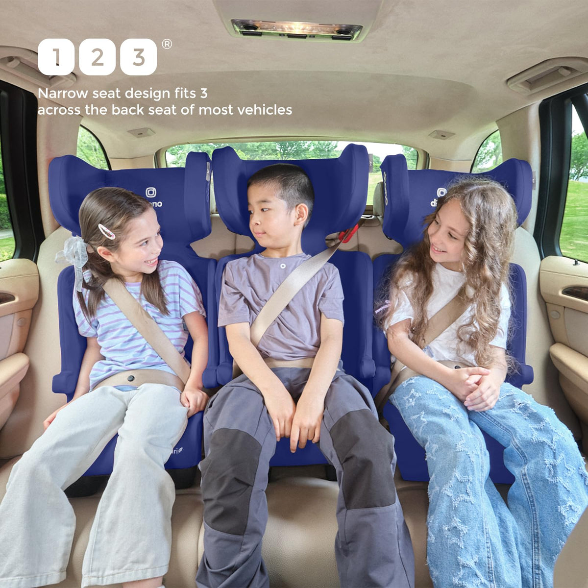 Foldable High Back Booster Seat, 40–100 lbs, Blue L946595